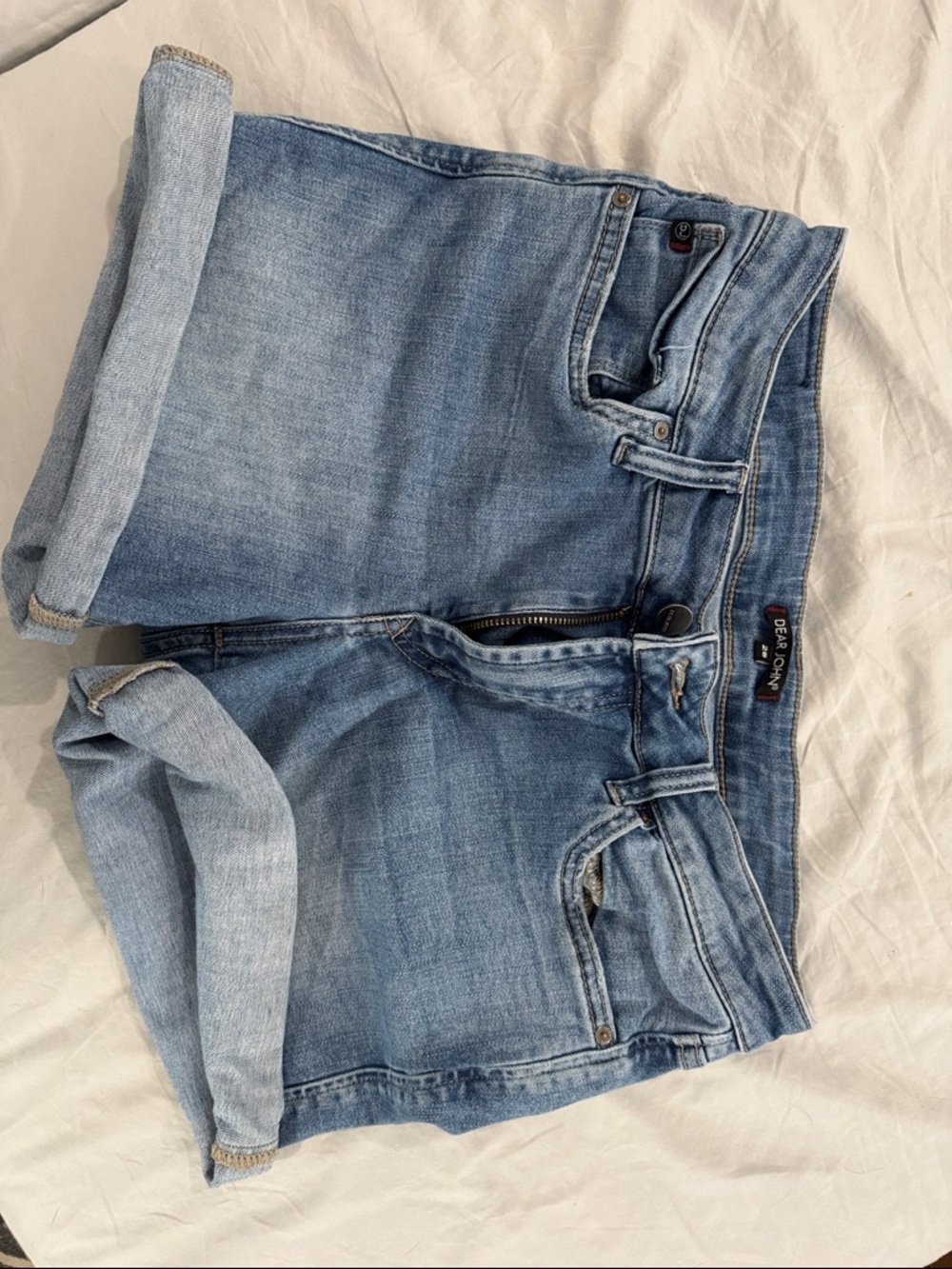 Dear John Light Blue Denim Roll-Cuff Shorts
